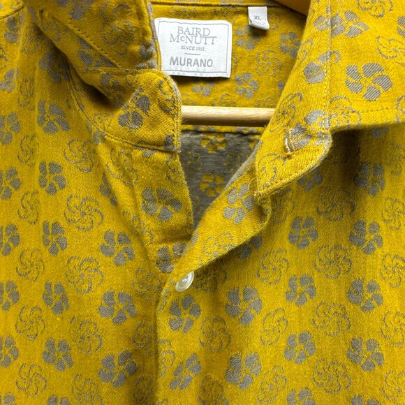 Baird McNutt Murano Shirt Mens Extra Large Linen‎ Blend Button Up Mustard Yellow - Picture 4 of 14